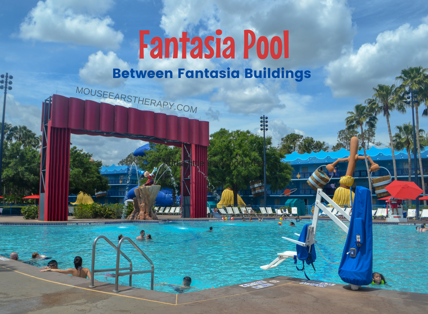 View of the Fantasia pool between the Fantasia buildings. 