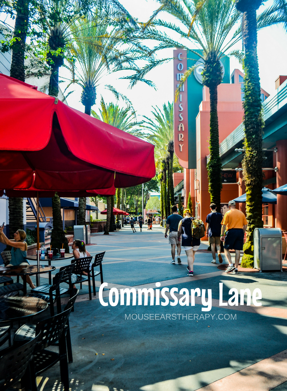 Commissary Lane in Hollywood Studios with tables to eat and some shade is a great quiet area in Disney's Hollywood Studios. 