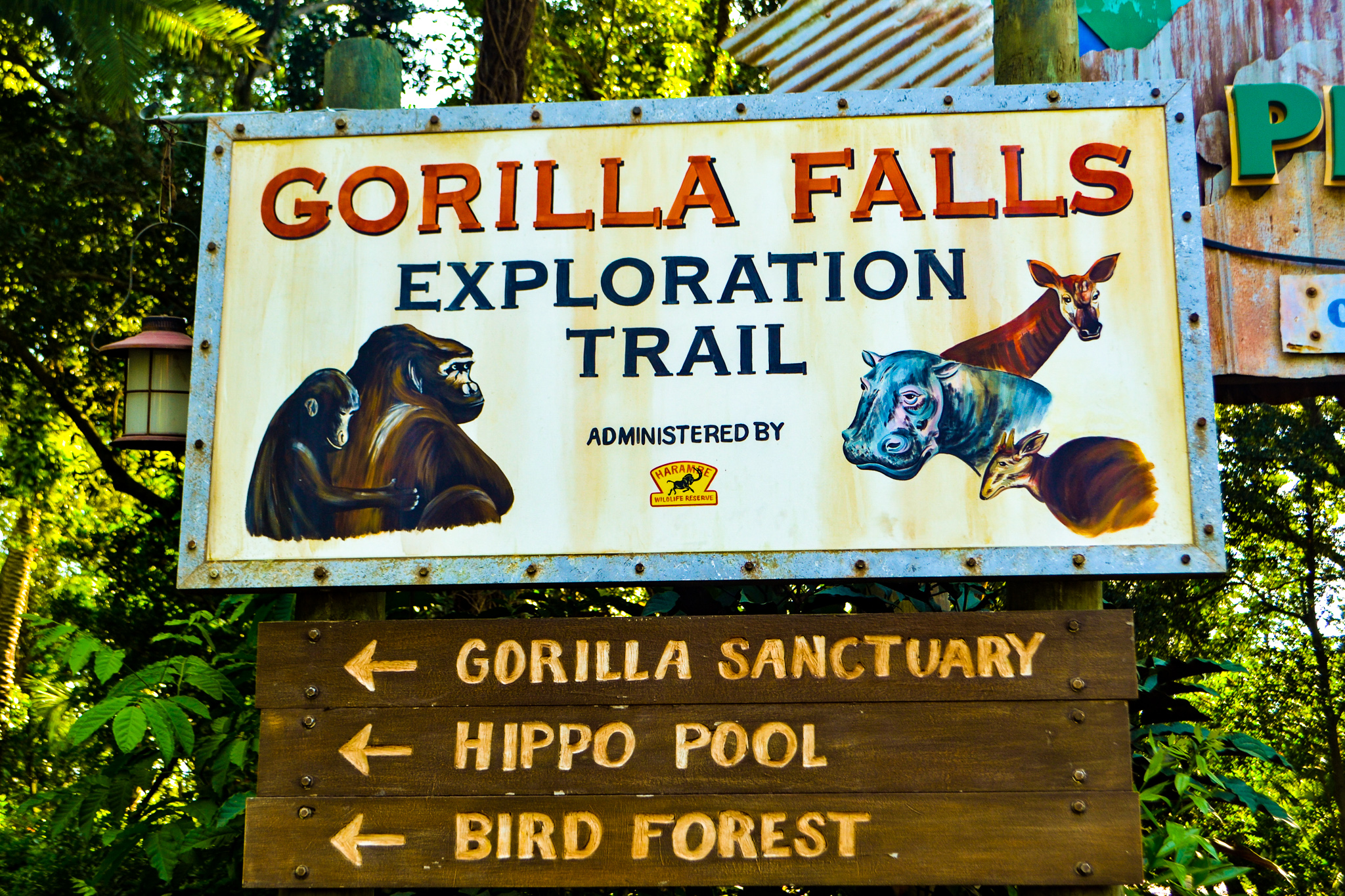 Entrance sign for Gorilla Falls Exploration Trail in Disney's Animal Kingdom